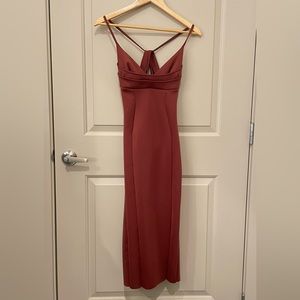Strapped back pencil midi dress in chocolate